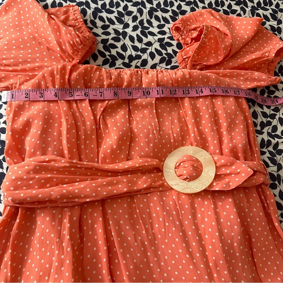 Cleobella Peach & White Polka Dot 100% Viscose Kimberly Belted Dress Size S - Picture 15 of 16